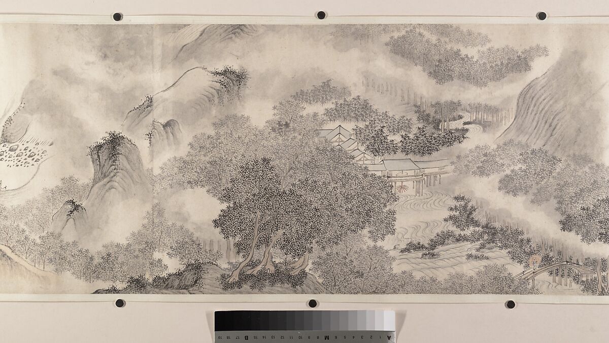 Landscape of the four seasons in the styles of old masters, Wei Zhike (Chinese, active ca. 1600–after 1636), Handscroll; ink and color on paper, China