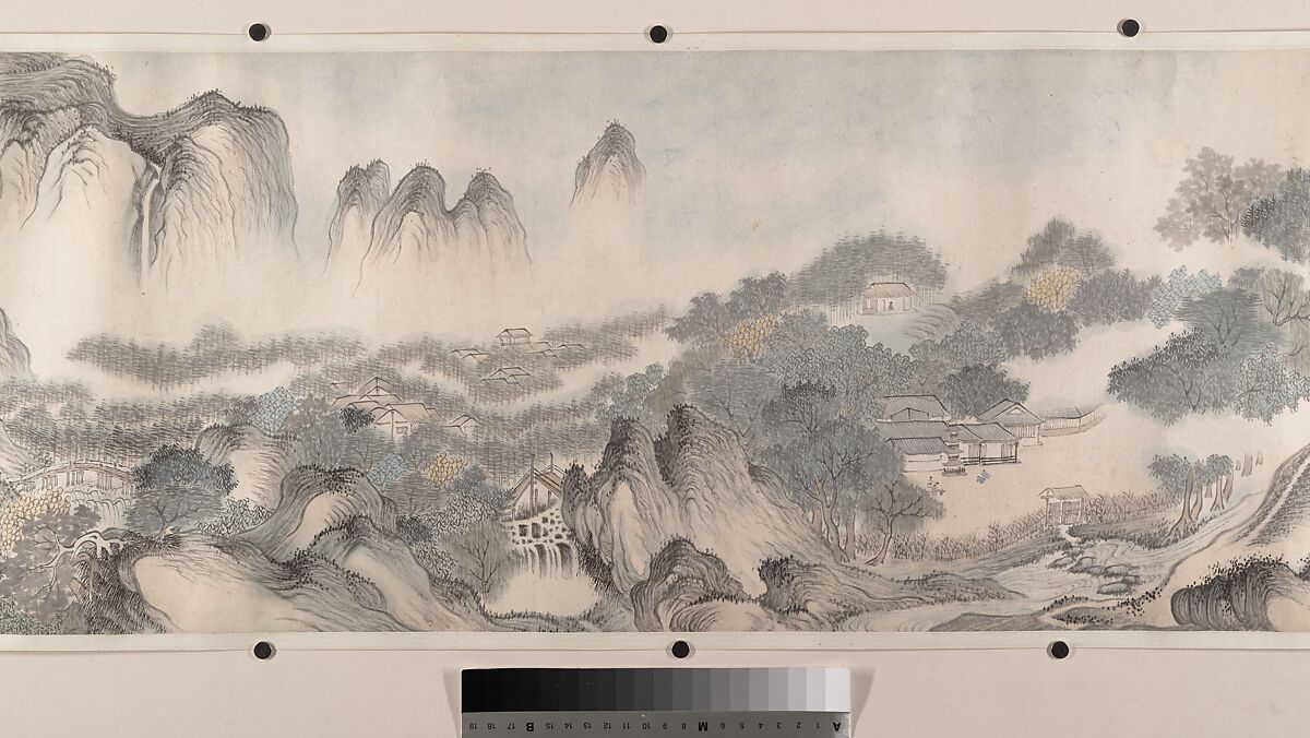 Landscape of the four seasons in the styles of old masters, Wei Zhike (Chinese, active ca. 1600–after 1636), Handscroll; ink and color on paper, China