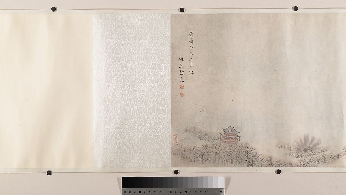 Landscape of the four seasons in the styles of old masters, Wei Zhike (Chinese, active ca. 1600–after 1636), Handscroll; ink and color on paper, China