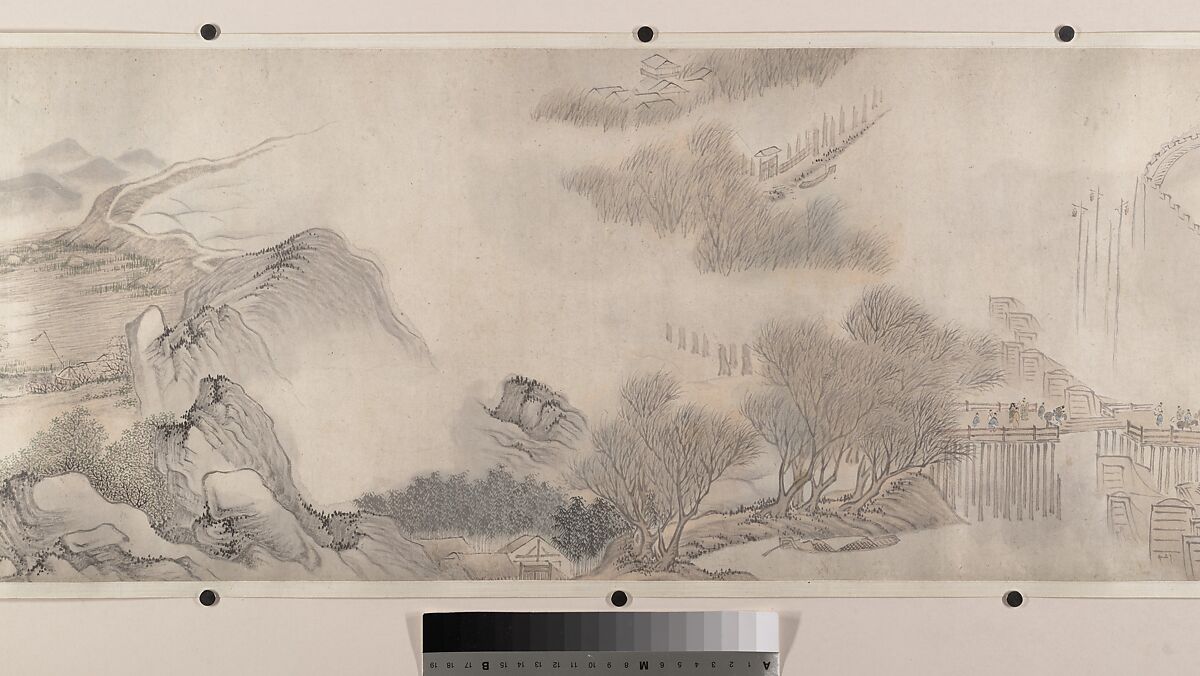 Landscape of the four seasons in the styles of old masters, Wei Zhike (Chinese, active ca. 1600–after 1636), Handscroll; ink and color on paper, China