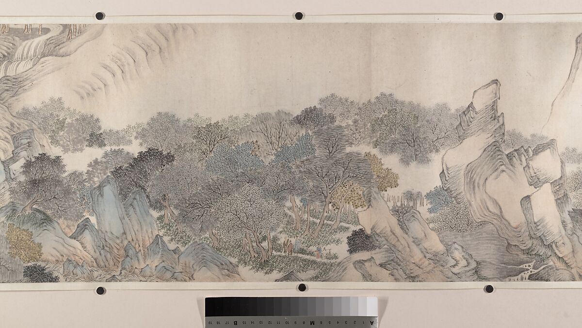 Landscape of the four seasons in the styles of old masters, Wei Zhike (Chinese, active ca. 1600–after 1636), Handscroll; ink and color on paper, China