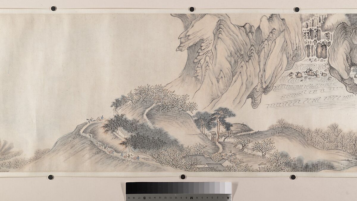 Landscape of the four seasons in the styles of old masters, Wei Zhike (Chinese, active ca. 1600–after 1636), Handscroll; ink and color on paper, China
