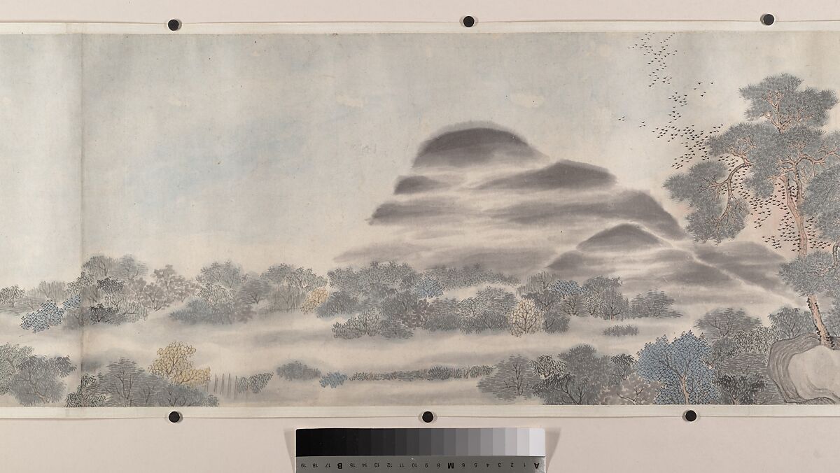 Landscape of the four seasons in the styles of old masters, Wei Zhike (Chinese, active ca. 1600–after 1636), Handscroll; ink and color on paper, China