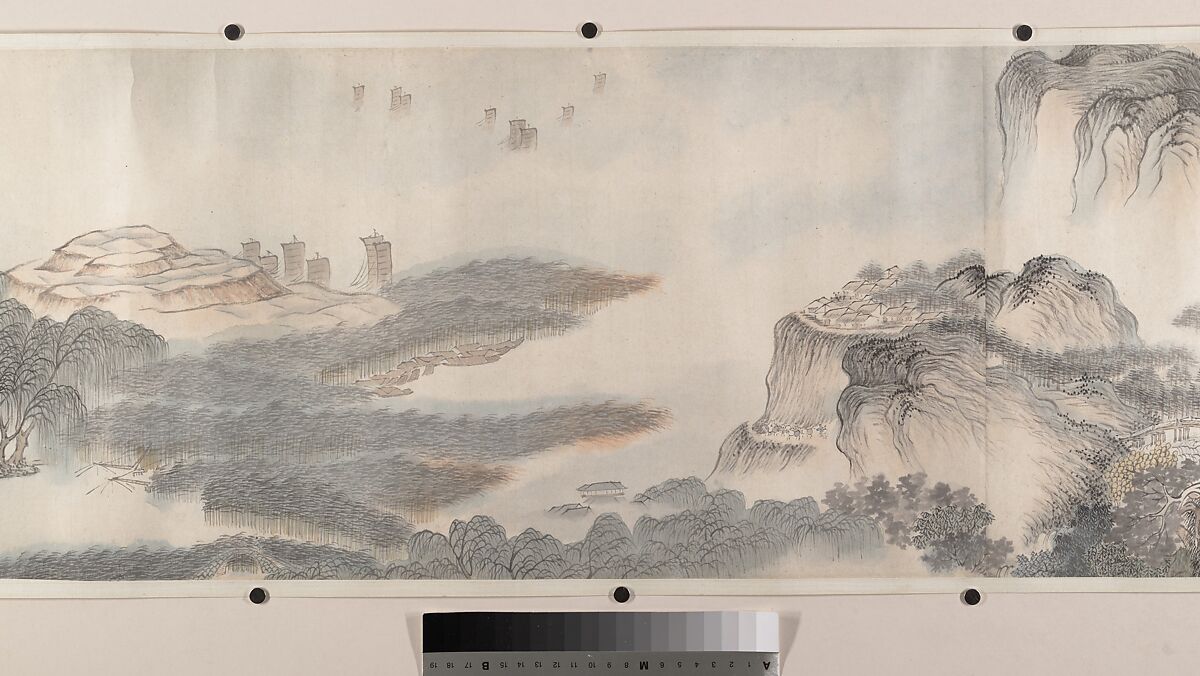 Landscape of the four seasons in the styles of old masters, Wei Zhike (Chinese, active ca. 1600–after 1636), Handscroll; ink and color on paper, China