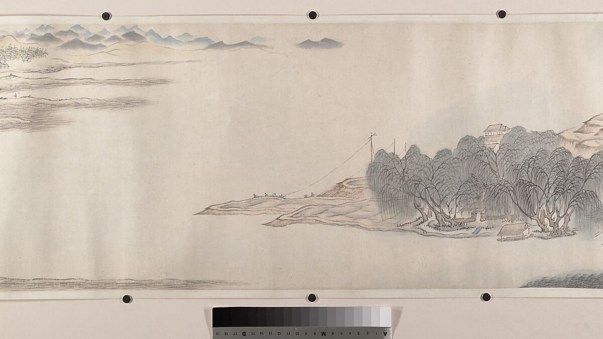 Landscape of the four seasons in the styles of old masters, Wei Zhike (Chinese, active ca. 1600–after 1636), Handscroll; ink and color on paper, China