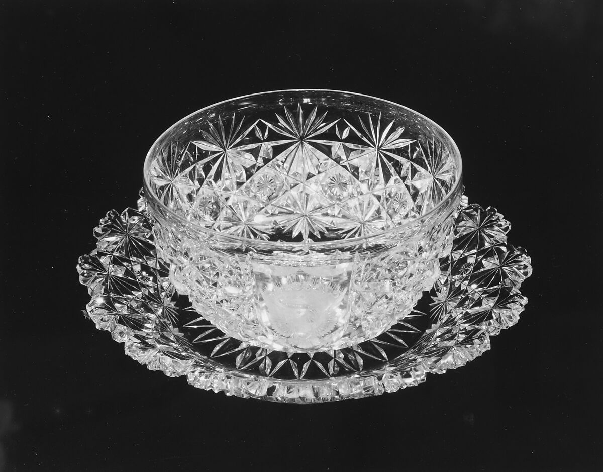Finger bowl and plate, C. Dorflinger and Sons (American, White Mills, Pennsylviania, 1881–1921), Blown, cut, and engraved glass, American