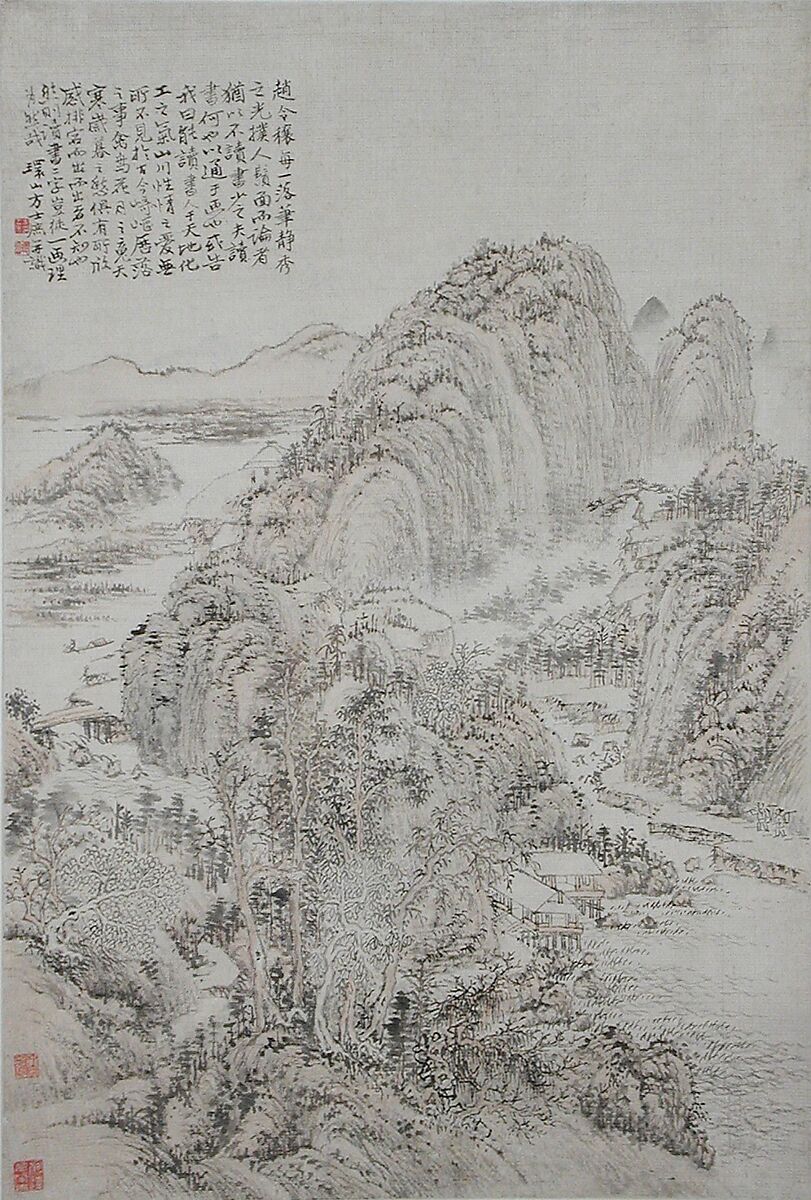 Landscape, Fang Shishu (Chinese, 1692–1751), Hanging scroll; ink and color on paper, China 