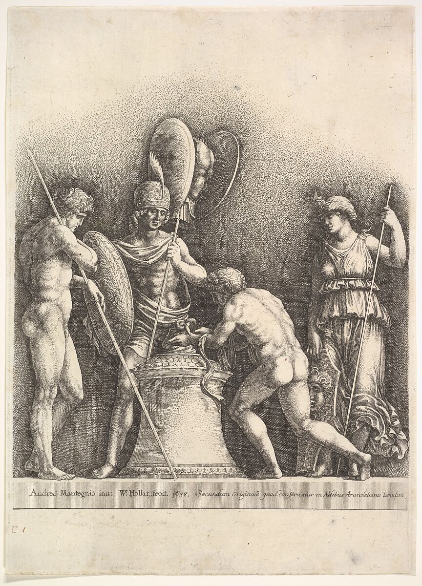 Four classical figures (pagan sacrifice), Wenceslaus Hollar (Bohemian, Prague 1607–1677 London), Etching, only state 