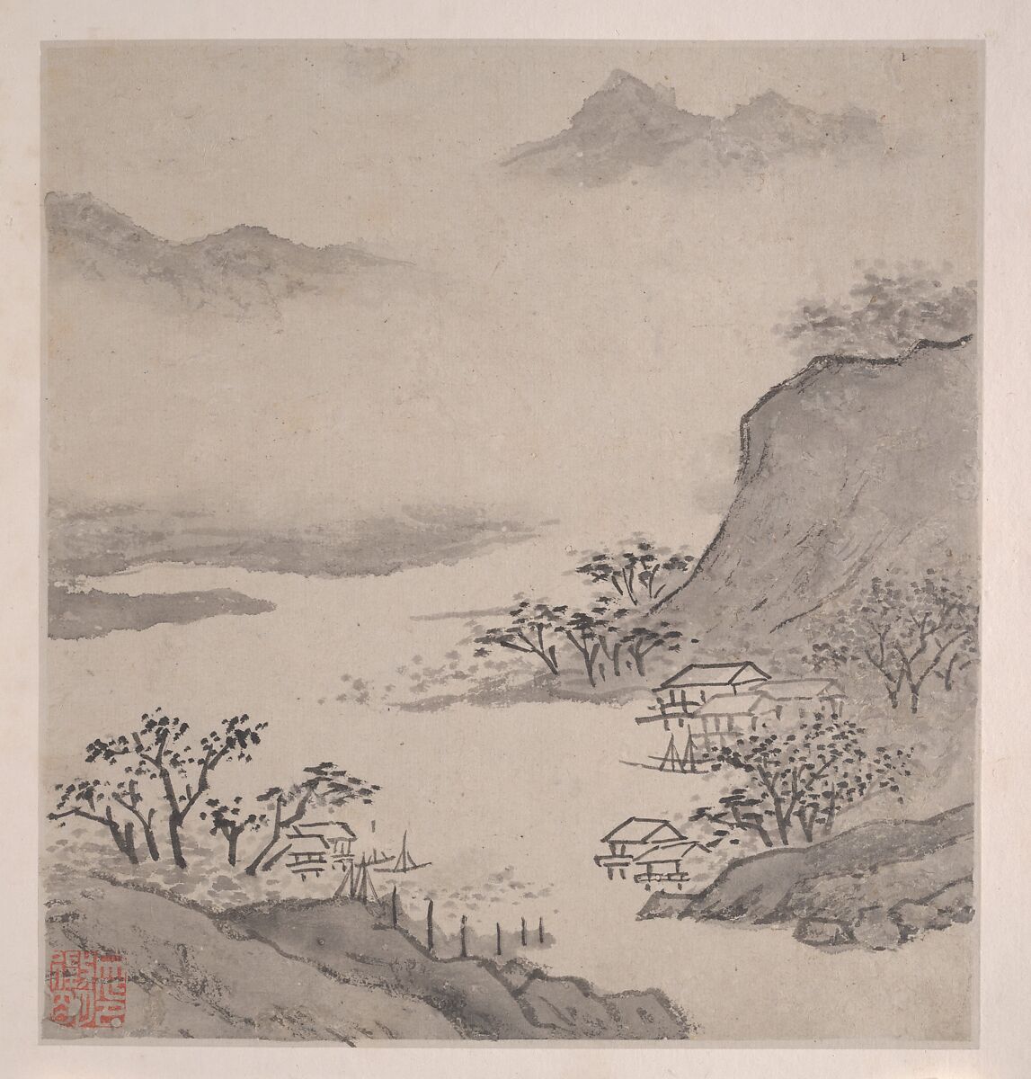 Eight Songs of the Xiao and Xiang Rivers, Unidentified artist  , 16th or 17th century, Album of eight leaves; ink on paper, China