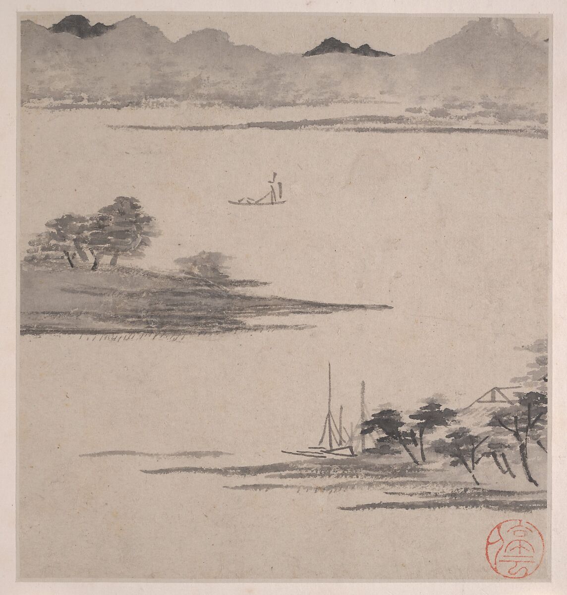 Eight Songs of the Xiao and Xiang Rivers, Unidentified artist  , 16th or 17th century, Album of eight leaves; ink on paper, China