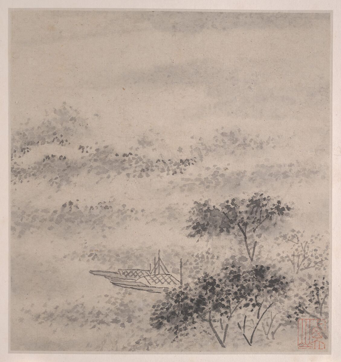 Eight Songs of the Xiao and Xiang Rivers, Unidentified artist  , 16th or 17th century, Album of eight leaves; ink on paper, China