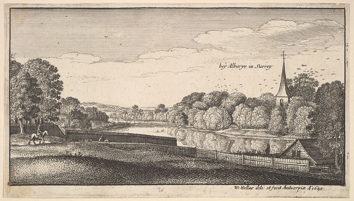 View Near Albury, Wenceslaus Hollar (Bohemian, Prague 1607–1677 London), Etching; first state of three 