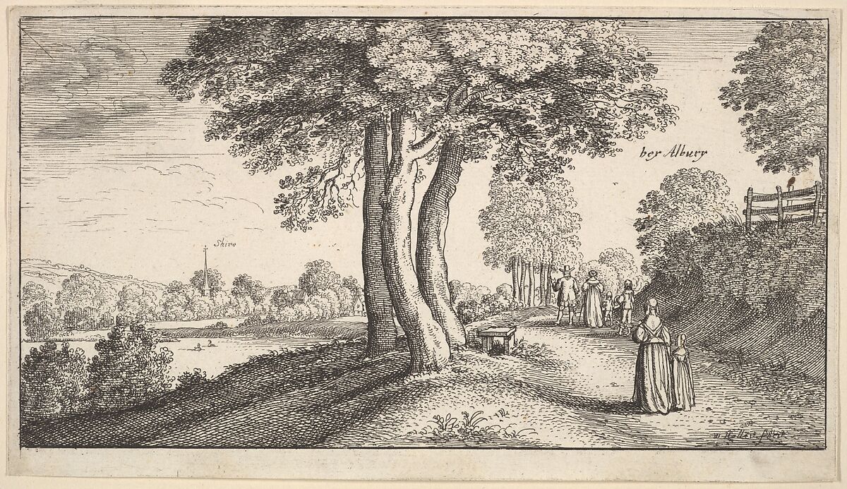 View Near Albury, Wenceslaus Hollar (Bohemian, Prague 1607–1677 London), Etching, first state of three 