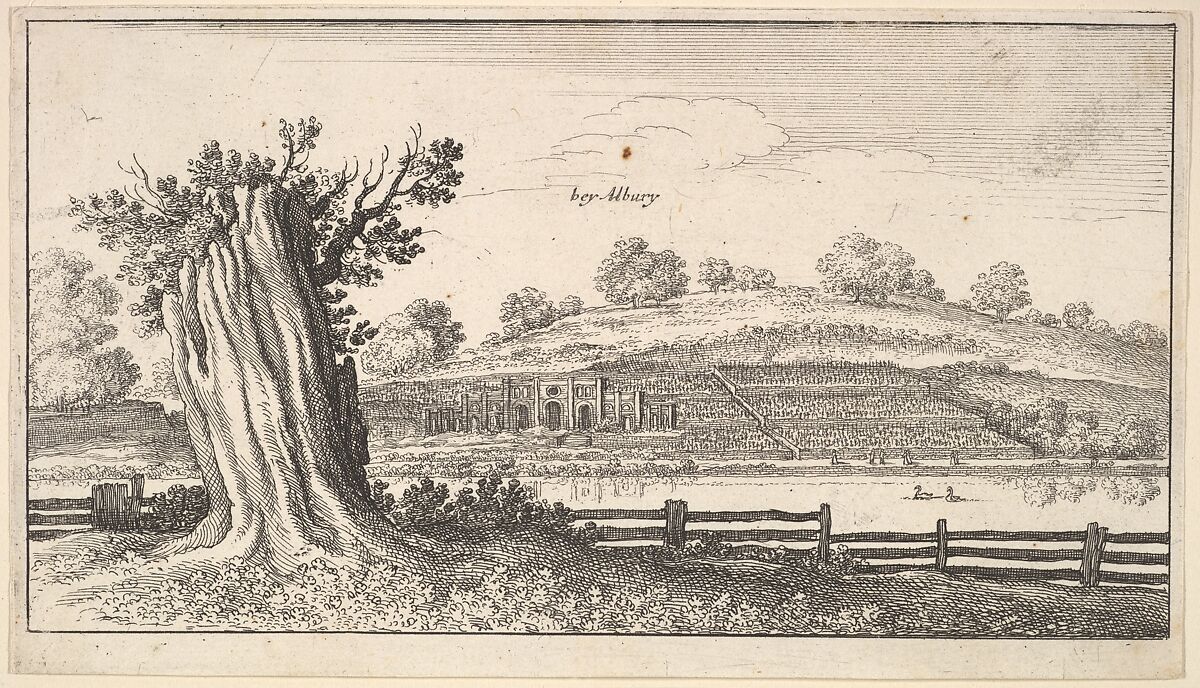 Albury with tree-stump in foreground, Wenceslaus Hollar (Bohemian, Prague 1607–1677 London), Etching; first state of two 