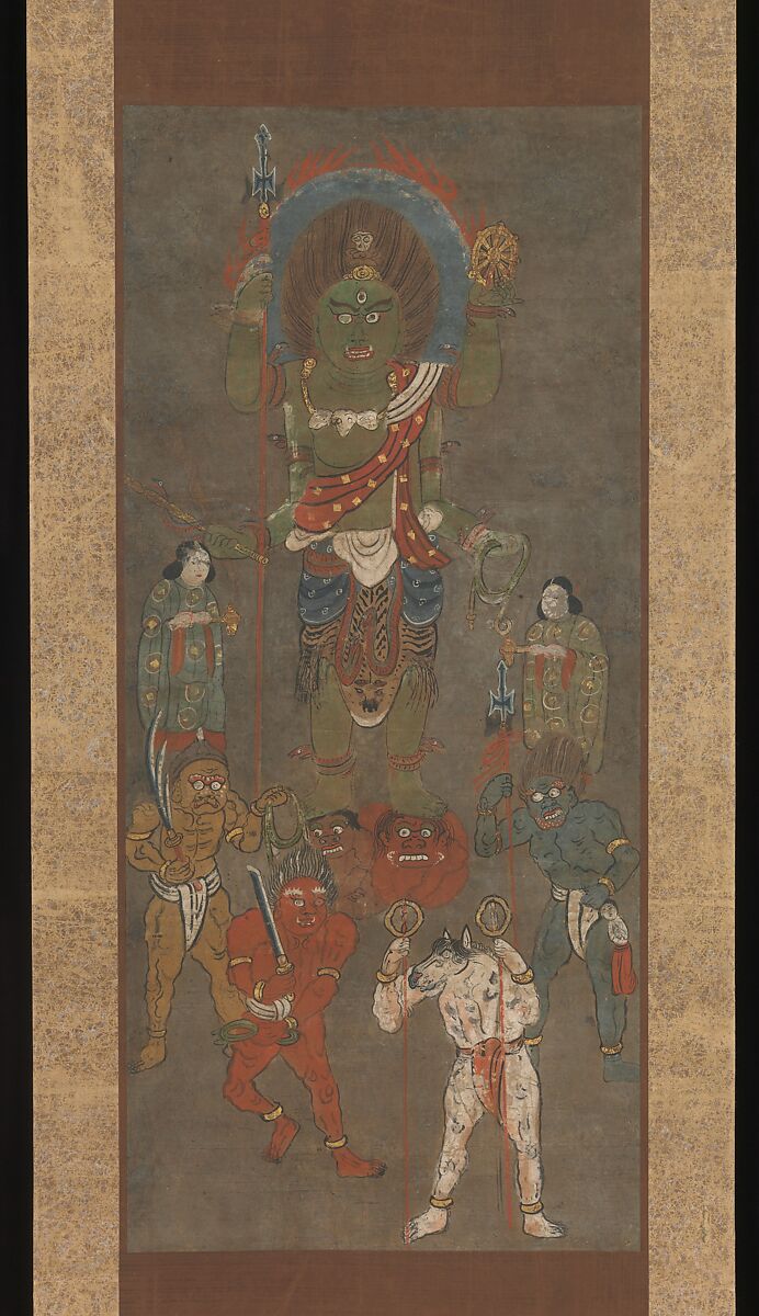 Ōtsu-e of Shōmen Kongōyasha (Vajrayaksha), Hanging scroll; ink, color, and gold on paper, Japan