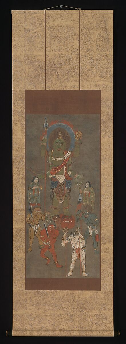 Ōtsu-e of Shōmen Kongōyasha (Vajrayaksha), Hanging scroll; ink, color, and gold on paper, Japan 