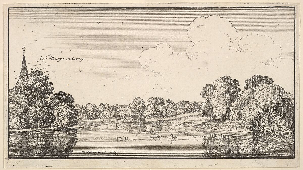 View Near Albury, Wenceslaus Hollar (Bohemian, Prague 1607–1677 London), Etching; first state of two 