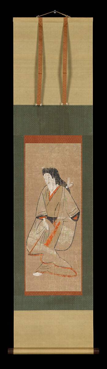 Ōtsu-e of a Young Woman, Hanging scroll; ink and color on paper, Japan