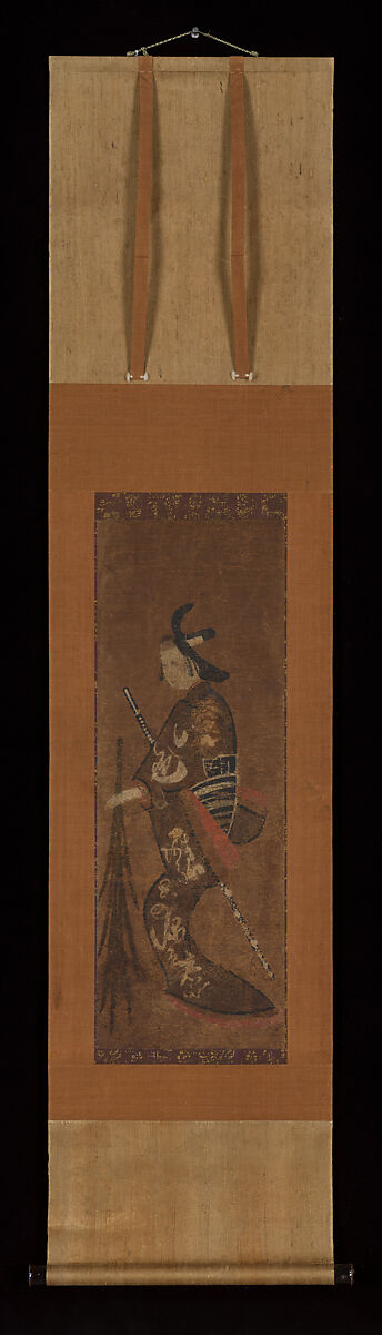 Ōtsu-e of a Youth Holding Irises (Yarō), Hanging scroll; ink and color on paper, Japan