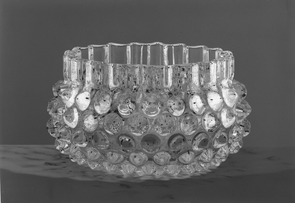 Hobnail Finger Bowl, Probably Hobbs, Brockunier and Company (1863–1891), Pressed colorless and cranberry glass, American 