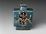 Square Bottle with Abstract Design, Kawai Kanjiro (Japanese, 1890–1966), Stoneware with colored glaze and trailed slip, Japan