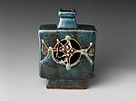 Square Bottle with Abstract Design, Kawai Kanjiro (Japanese, 1890–1966), Stoneware with colored glaze and trailed slip, Japan