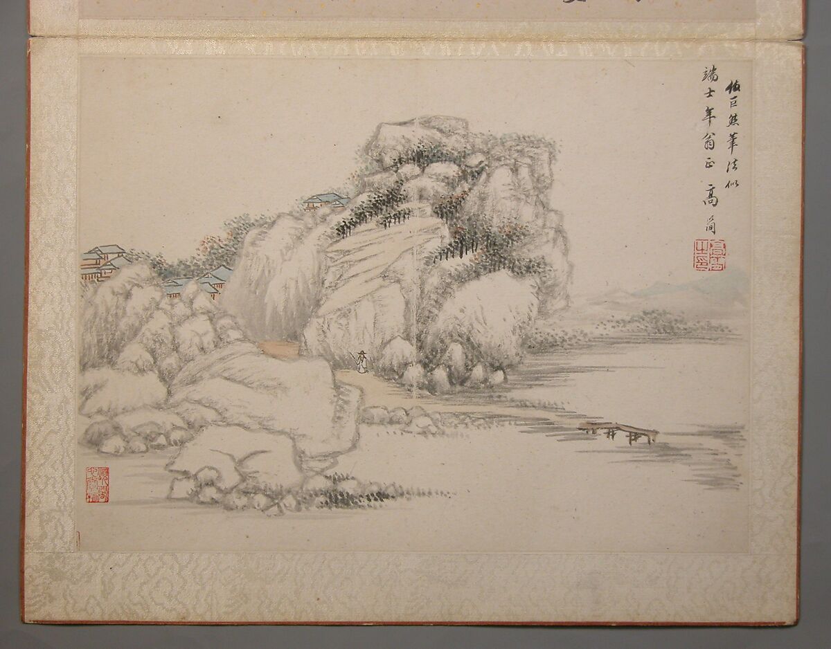 Landscapes Painted for Wang Kui, Wang Jian (Chinese, 1609–1677/88)  , and other artists (17th c.), Album of eight painted leaves; ink and color on paper, China