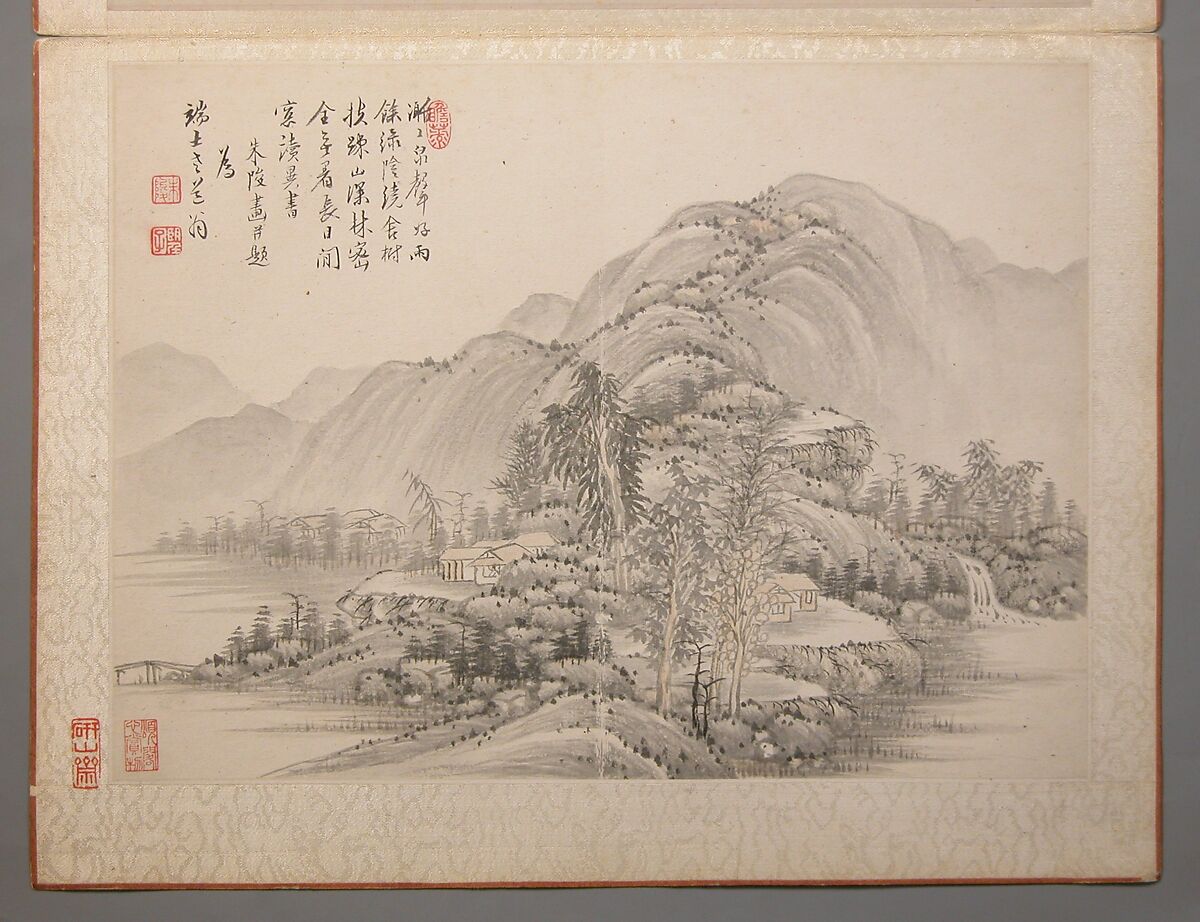 Landscapes Painted for Wang Kui, Wang Jian (Chinese, 1609–1677/88)  , and other artists (17th c.), Album of eight painted leaves; ink and color on paper, China