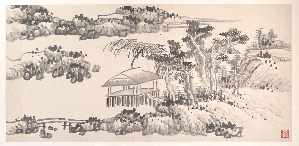 Landscapes of the Twelve Months, Gong Xian (Chinese, 1619–1689), Album of twelve painting leaves; ink on paper, China