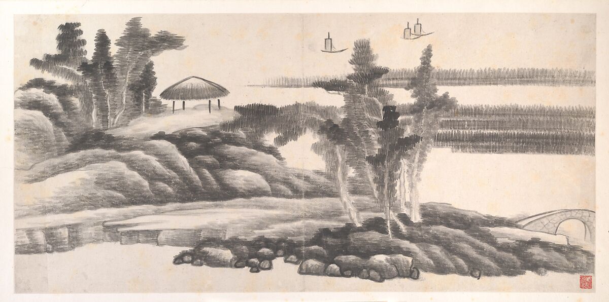 Landscapes of the Twelve Months, Gong Xian (Chinese, 1619–1689), Album of twelve painting leaves; ink on paper, China