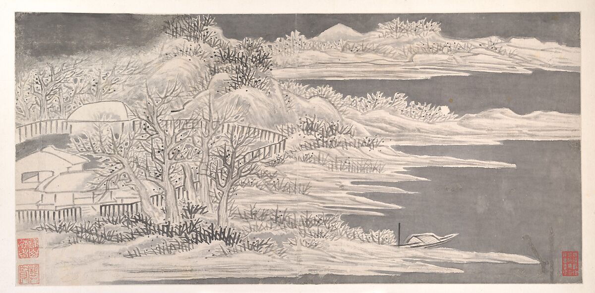 Landscapes of the Twelve Months, Gong Xian (Chinese, 1619–1689), Album of twelve painting leaves; ink on paper, China