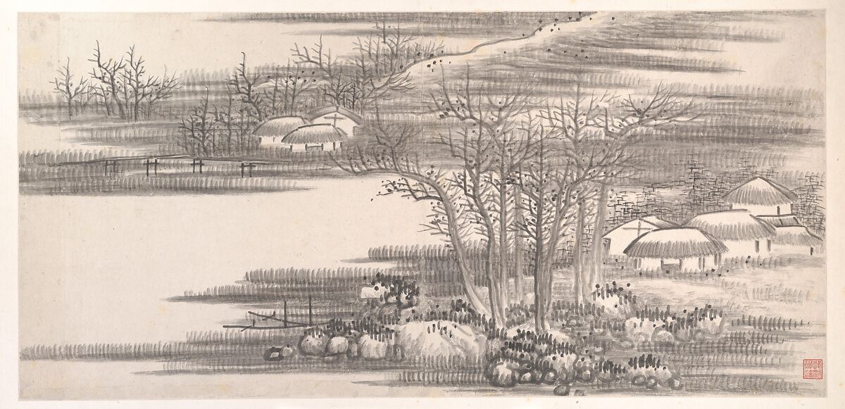 Landscapes of the Twelve Months, Gong Xian (Chinese, 1619–1689), Album of twelve painting leaves; ink on paper, China
