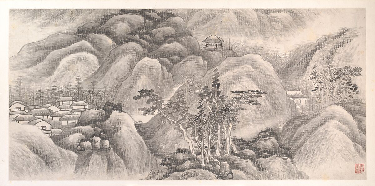 Landscapes of the Twelve Months, Gong Xian (Chinese, 1619–1689), Album of twelve painting leaves; ink on paper, China