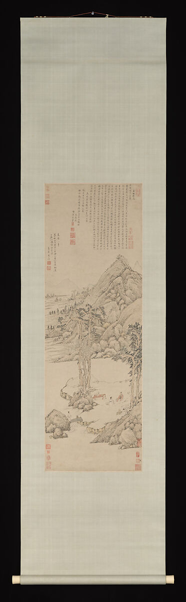 Landscape dedicated to Xiang Yuanbian, Wen Jia (Chinese, 1501–1583), Hanging scroll; ink and color on paper, China