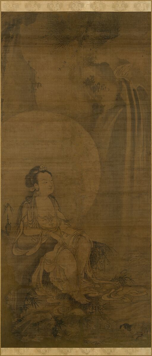 White-robed Kannon, Hanging scroll; ink on silk, Japan