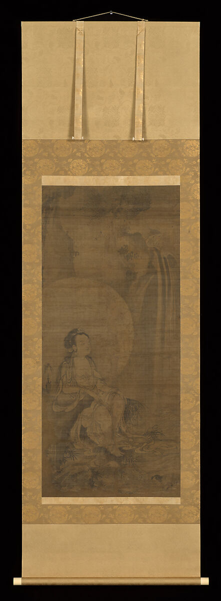 White-robed Kannon, Hanging scroll; ink on silk, Japan