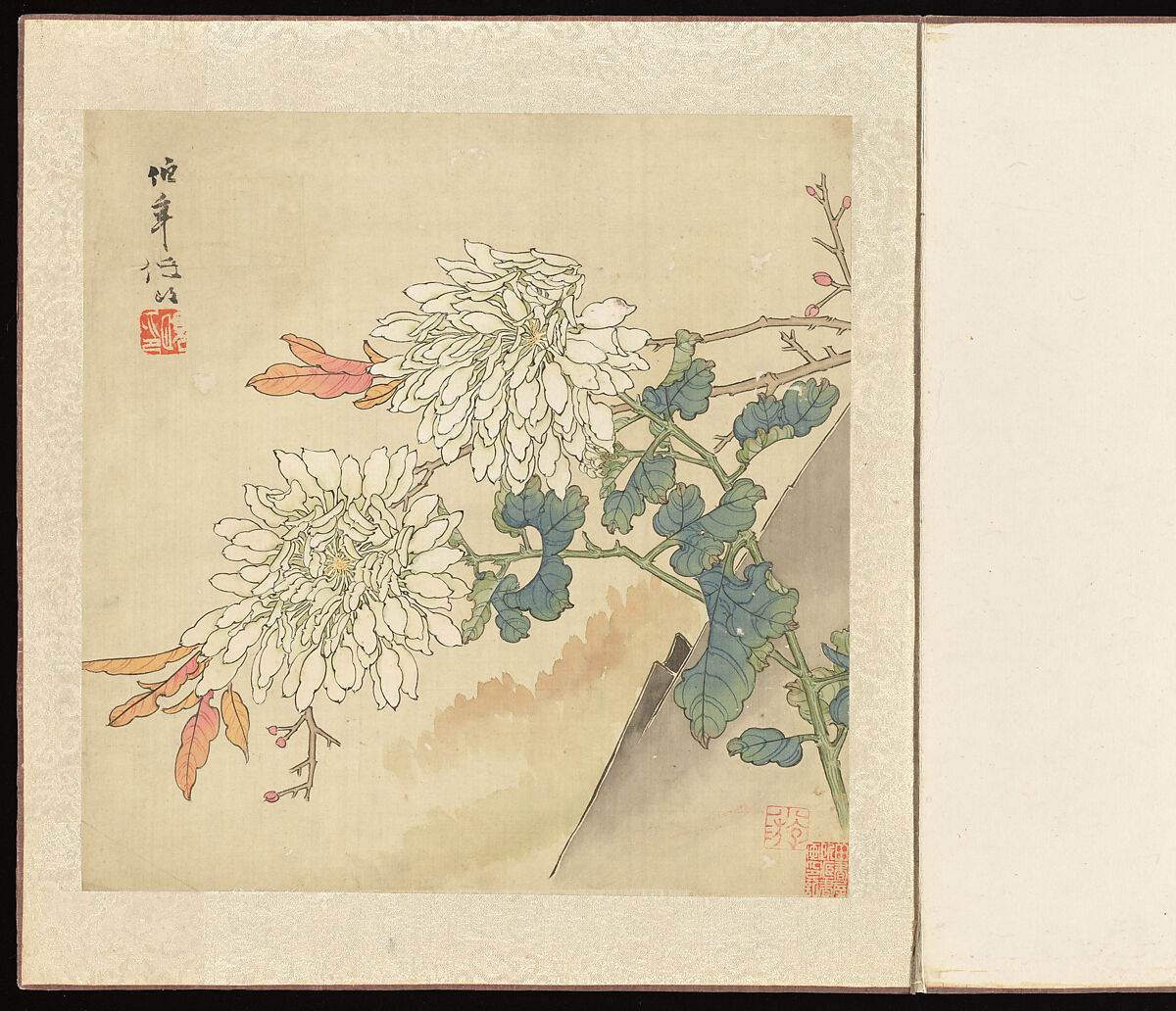 Flowers and Birds, Ren Yi (Ren Bonian) (Chinese, 1840–1896), Album of six leaves; ink and color on silk, China