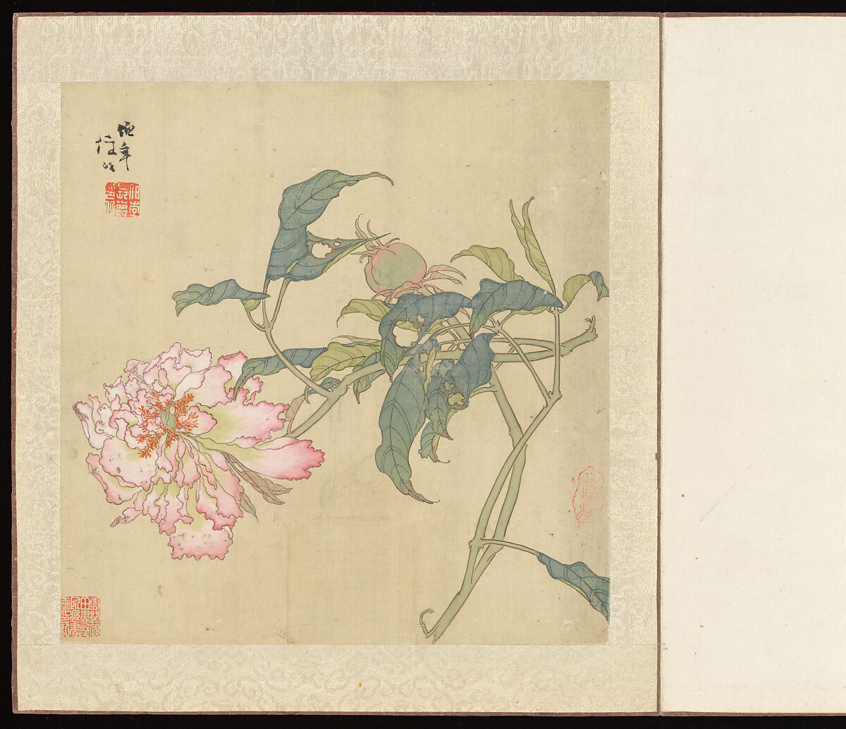 Flowers and Birds, Ren Yi (Ren Bonian) (Chinese, 1840–1896), Album of six leaves; ink and color on silk, China