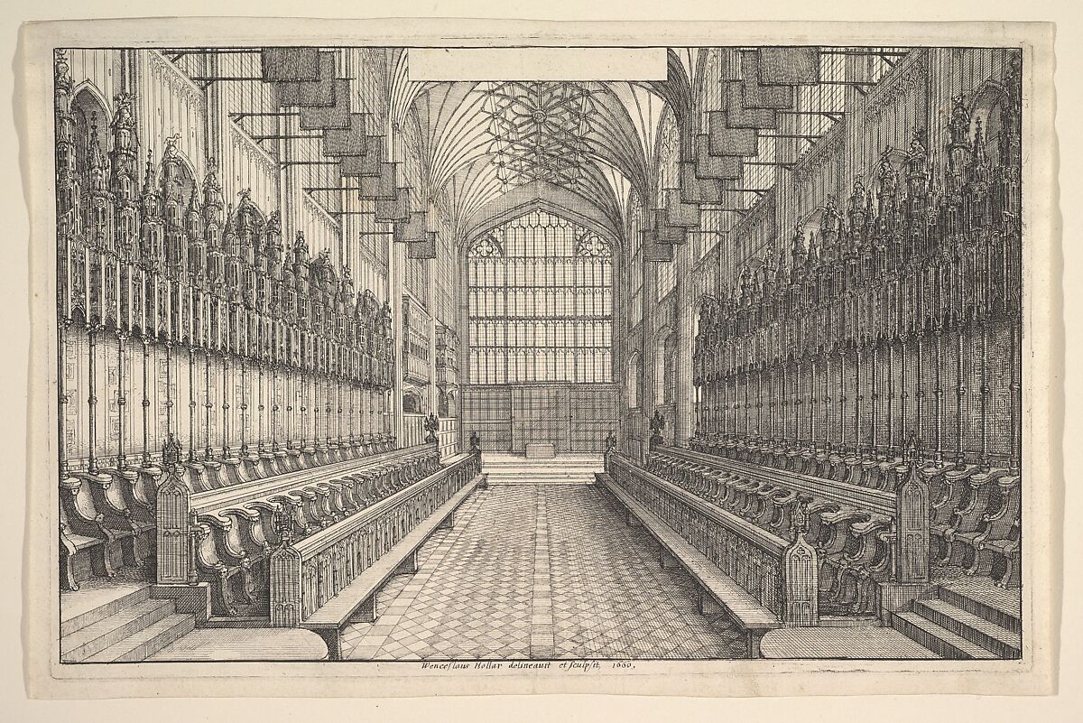 Choir and stalls in St George's Chapel, Windsor, Wenceslaus Hollar (Bohemian, Prague 1607–1677 London), Etching, only state 
