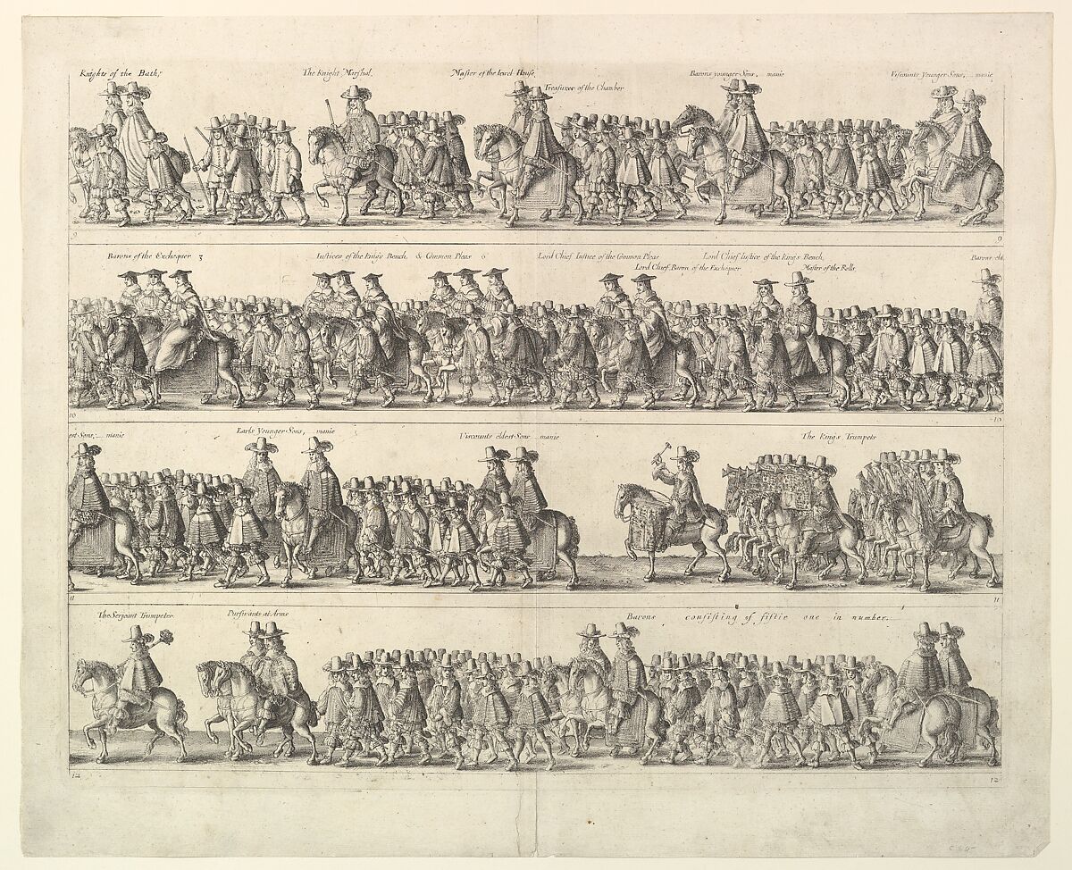 Coronation Procession of Charles II Through London (from John Ogilby's "The Entertainment of...Charles II," London, 1662), Wenceslaus Hollar (Bohemian, Prague 1607–1677 London), Etching 