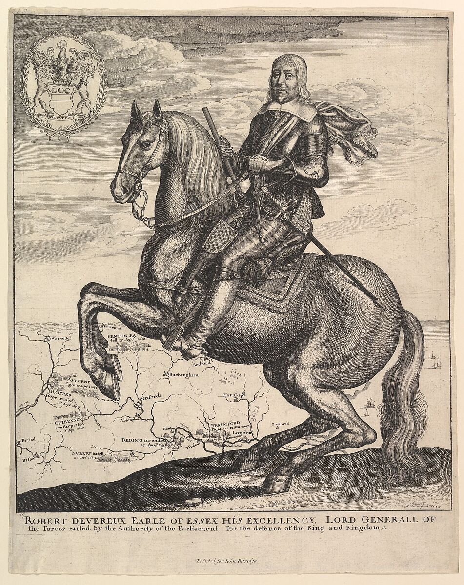 Earl of Essex on Horseback, Wenceslaus Hollar (Bohemian, Prague 1607–1677 London), Etching; first state of four 