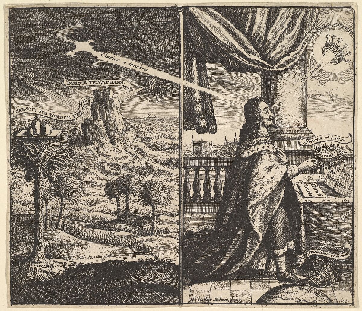 Frontispiece to 'Eikon Basilike', Wenceslaus Hollar (Bohemian, Prague 1607–1677 London), Etching, only state 