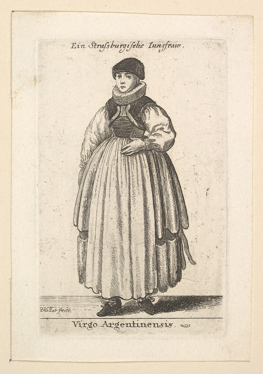 Virgo Argentinensis (Unmarried woman from Strasbourg), Wenceslaus Hollar (Bohemian, Prague 1607–1677 London), Etching; only state 