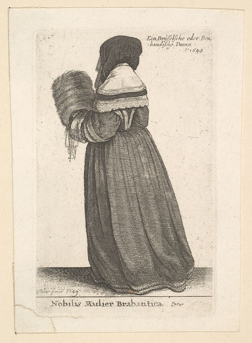 Nobilis Mulier Brabantica, (Noblewoman from Brabant), Wenceslaus Hollar (Bohemian, Prague 1607–1677 London), Etching; second state of two 
