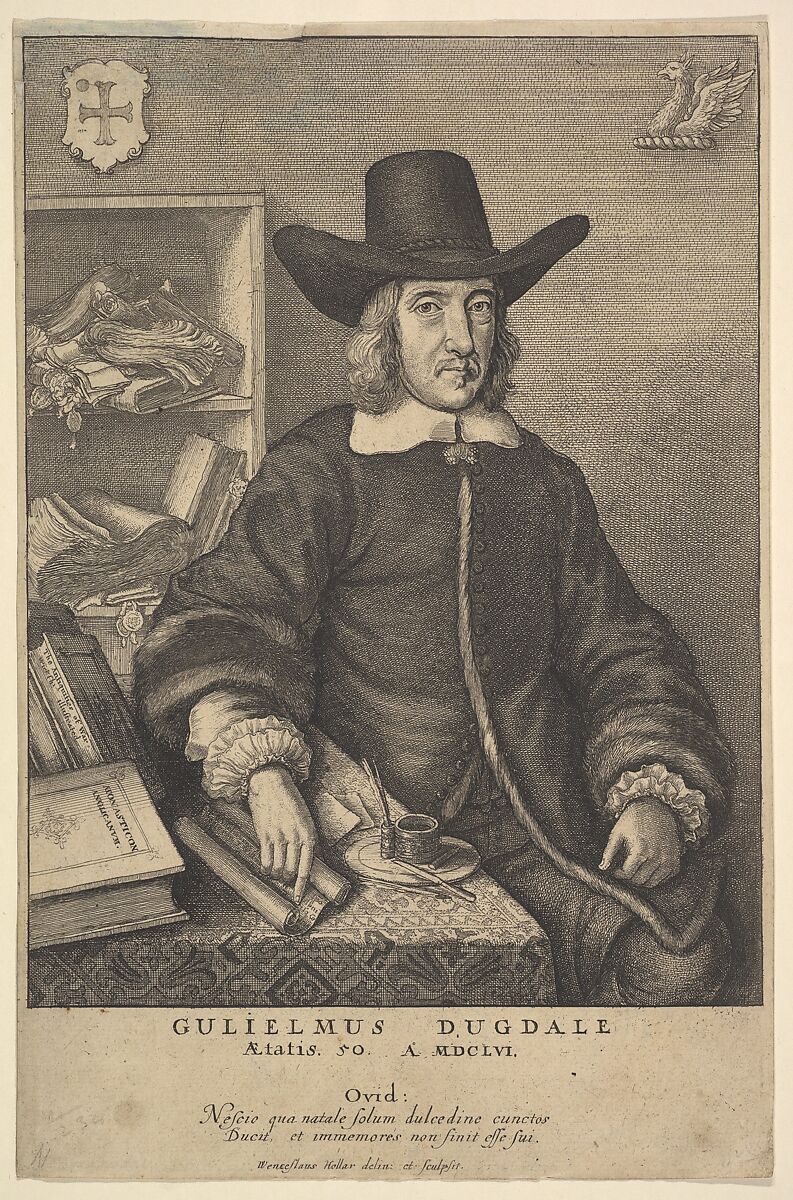 William Dugdale (Gulielmus Dugdale) (from "The Antiquities of Warwickshire Illustrated," London, 1656), Wenceslaus Hollar (Bohemian, Prague 1607–1677 London), Etching; third state of five 