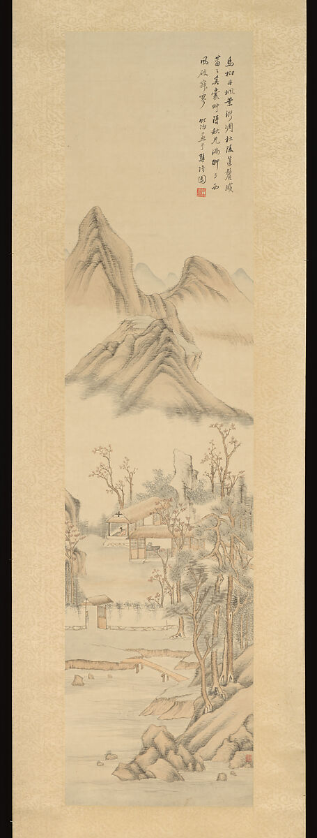 Landscape, Tang Yifen (Chinese, 1778–1853), Hanging scroll; ink and color on paper, China 
