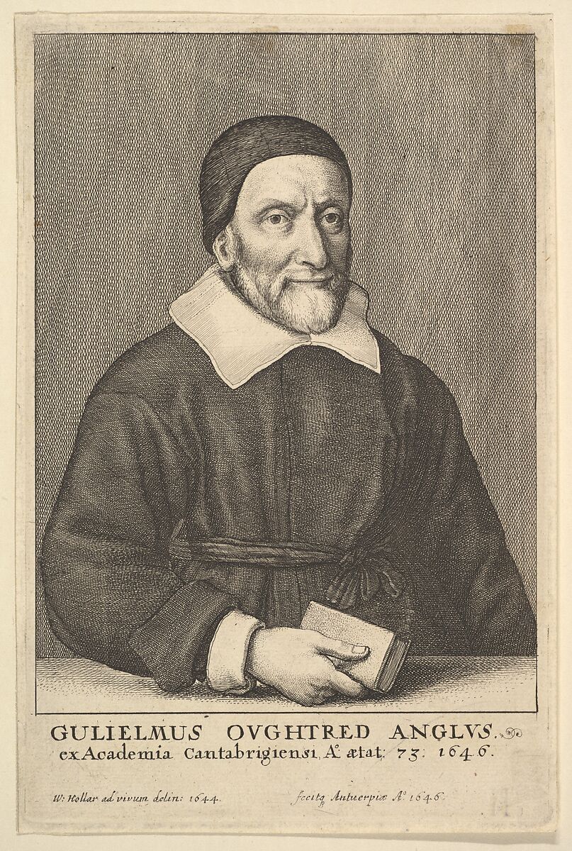 William Oughtred (frontispiece from William Oughtred's "The Key of the Mathematicks New Forged and Filed," 1647), Wenceslaus Hollar (Bohemian, Prague 1607–1677 London), Etching and drypoint, only state 