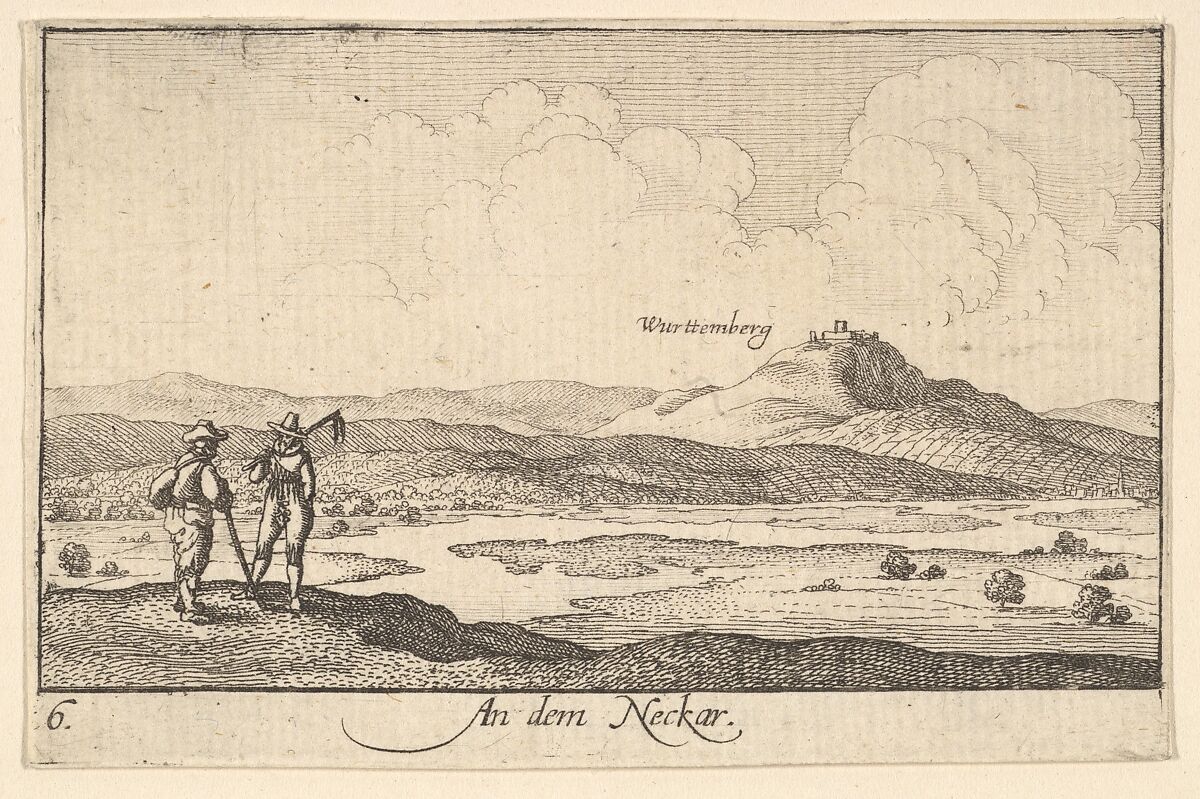 On the Neckar, Wenceslaus Hollar (Bohemian, Prague 1607–1677 London), Etching, only state 