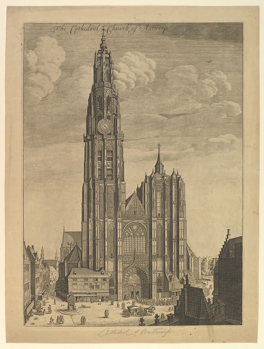 Antwerp Cathedral (Prospectvs Tvrris Ecclesiæ Cathedralis), Wenceslaus Hollar (Bohemian, Prague 1607–1677 London), Etching, fifth state of five 