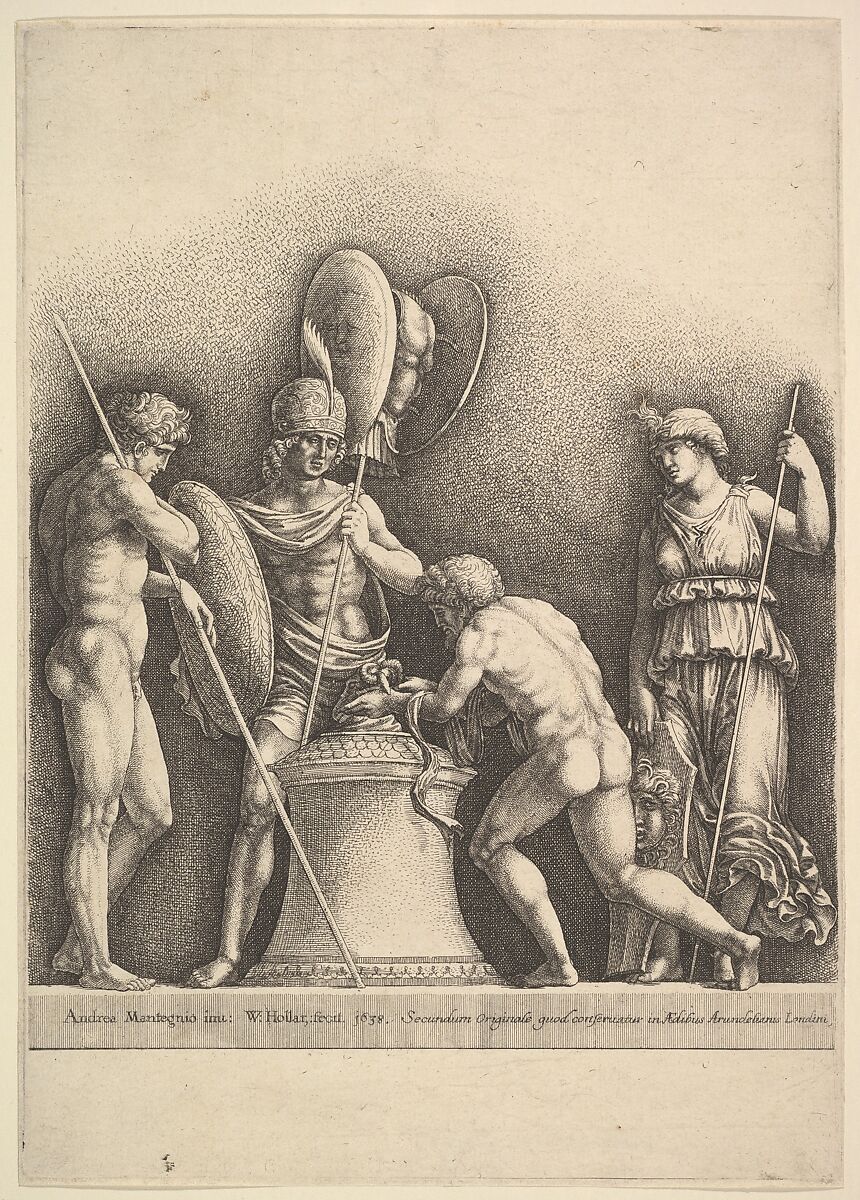 Four Classical Figures (pagan sacrifice), Wenceslaus Hollar (Bohemian, Prague 1607–1677 London), Etching, only state 
